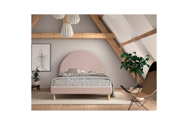 Seng med 2 nattbord Måne 140x200 cm Rosa - Rosa - Møbler - Barnemøbler - Barneseng & Juniorseng