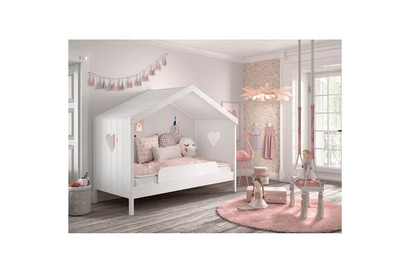 Seng med Fallsikring Amori Hvit - Møbler - Barnemøbler - Barneseng & Juniorseng - Husseng