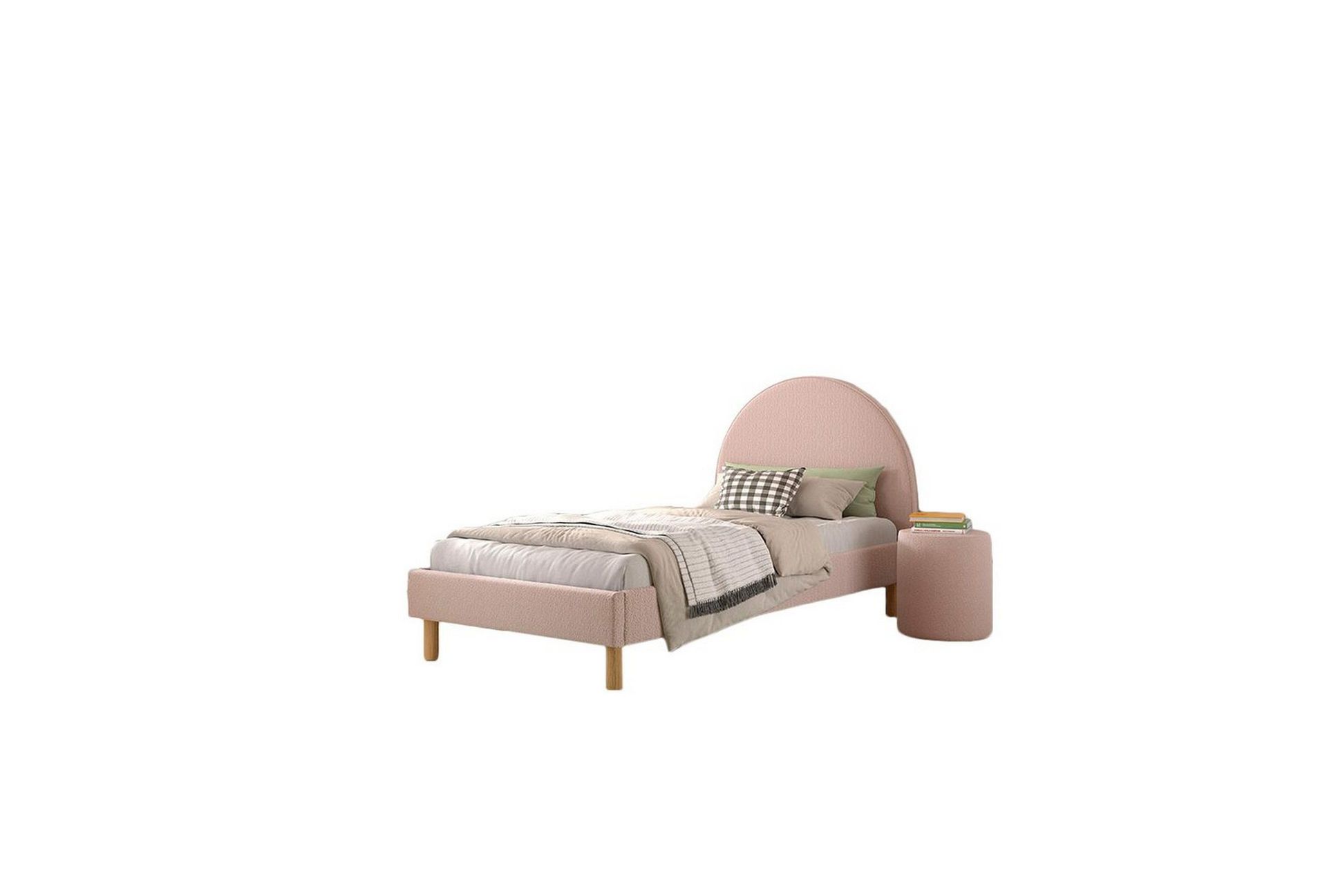 Seng med nattbord Måne 90x200 cm Rosa - Rosa