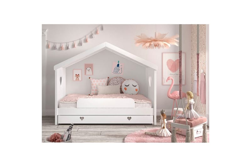 Seng med skuff Fallsikring Amori Hvit - Møbler - Barnemøbler - Barneseng & Juniorseng - Husseng