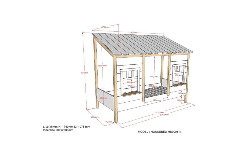 Seng med skuff Husseng Brun - Brun - Møbler - Barnemøbler - Barneseng & Juniorseng - Husseng