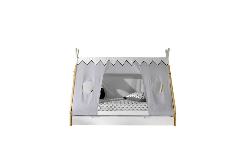 Seng med skuff tekstilsett Tipi Hvit, Hvit