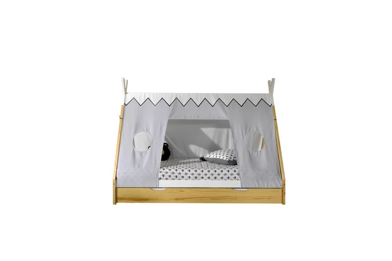 Seng med skuff tekstilsett Tipi Naturlig - Naturlig - Møbler - Barnemøbler - Barneseng & Juniorseng - Husseng