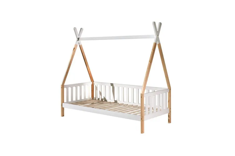 Seng med skuff Tipi Hvit, Med gjerde - Hvit, Med gjerde - Møbler - Barnemøbler - Barneseng & Juniorseng - Husseng