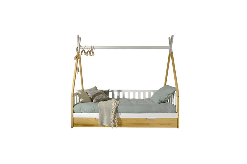 Seng med skuff Tipi Naturlig, Med gjerde - Naturlig, Med gjerde - Møbler - Barnemøbler - Barneseng & Juniorseng - Husseng