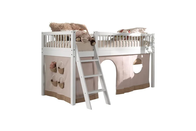 Seng med tekstilsett halvhøyseng Forrest Hvit - Hvit - Møbler - Barnemøbler - Barneseng & Juniorseng - Husseng