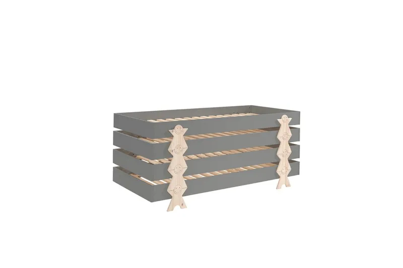 Seng Modulo med smilefjes ben Grå, 4 - Grå, 4 - Møbler - Barnemøbler - Barneseng & Juniorseng