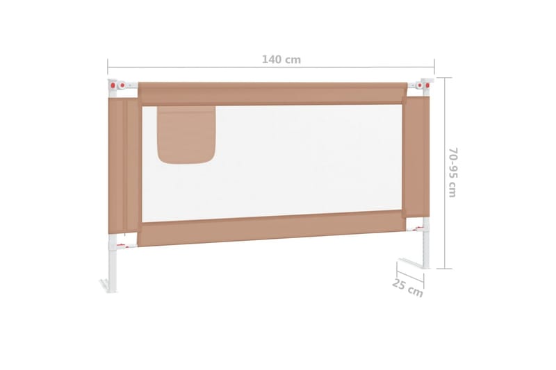 Sengehest småbarn gråbrun 140x25 cm stoff - Taupe - Møbler - Barnemøbler - Barneseng & Juniorseng