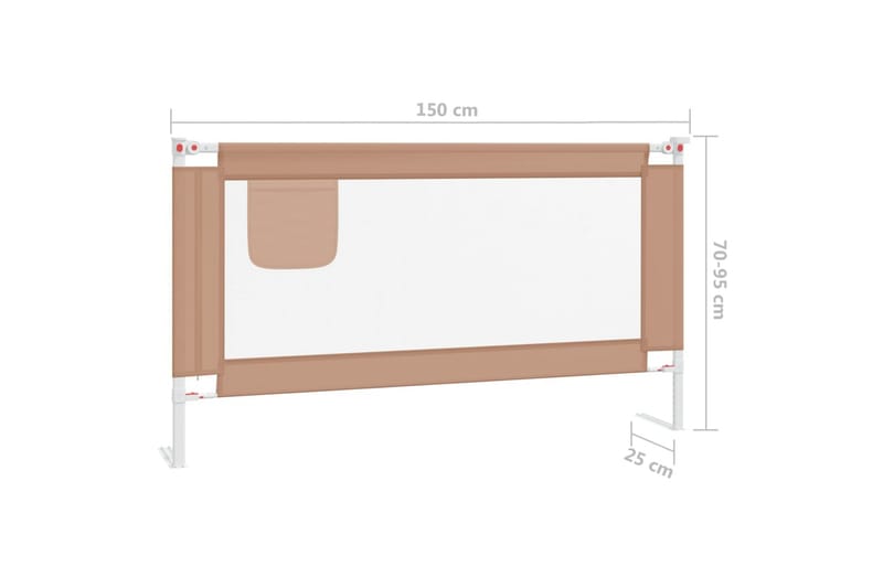 Sengehest småbarn gråbrun 150x25 cm stoff - Taupe - Møbler - Barnemøbler - Barneseng & Juniorseng