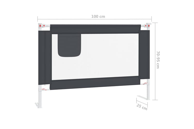 Sengehest småbarn mørkegrå 100x25 cm stoff - Grå - Barneseng & Juniorseng - Sengehest