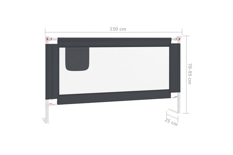 Sengehest småbarn mørkegrå 150x25 cm stoff - Grå - Barneseng & Juniorseng - Sengehest