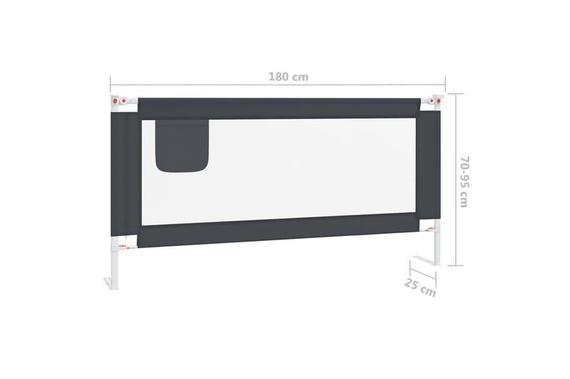 Sengehest småbarn mørkegrå 180x25 cm stoff - Grå - Barneseng & Juniorseng - Sengehest