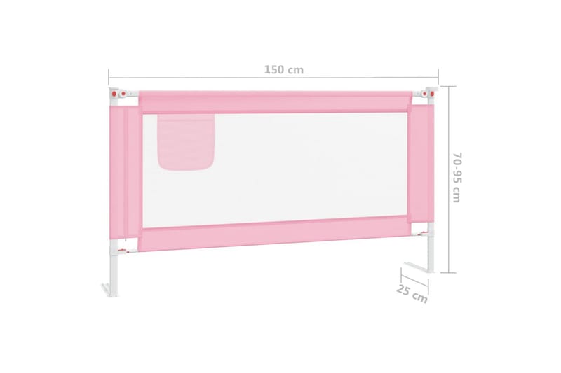 Sengehest småbarn rosa 150x25 cm stoff - Rosa - Barneseng & Juniorseng - Sengehest