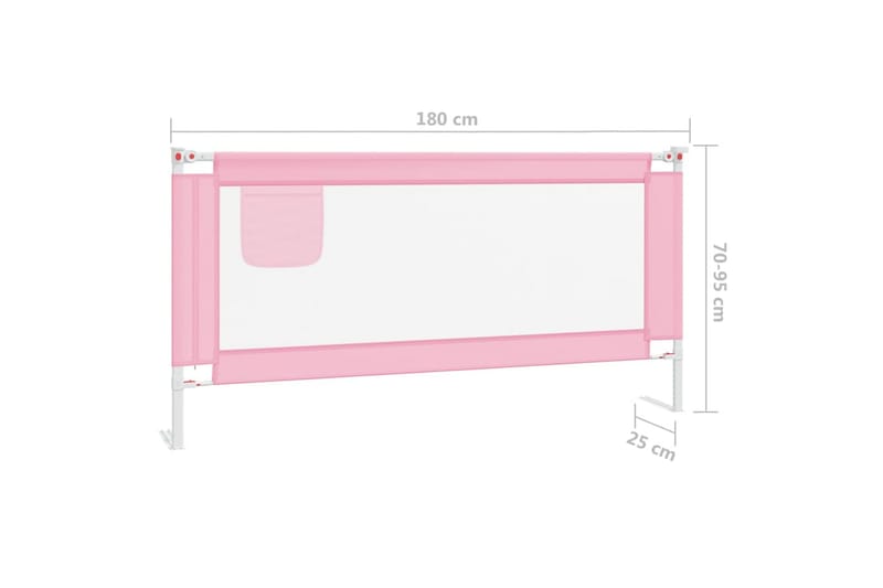 Sengehest småbarn rosa 180x25 cm stoff - Rosa - Barneseng & Juniorseng - Sengehest
