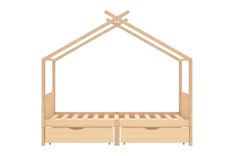 Sengeramme for barn med skuffer heltre furu 90x200 cm - Brun - Møbler - Barnemøbler - Barneseng & Juniorseng - Husseng
