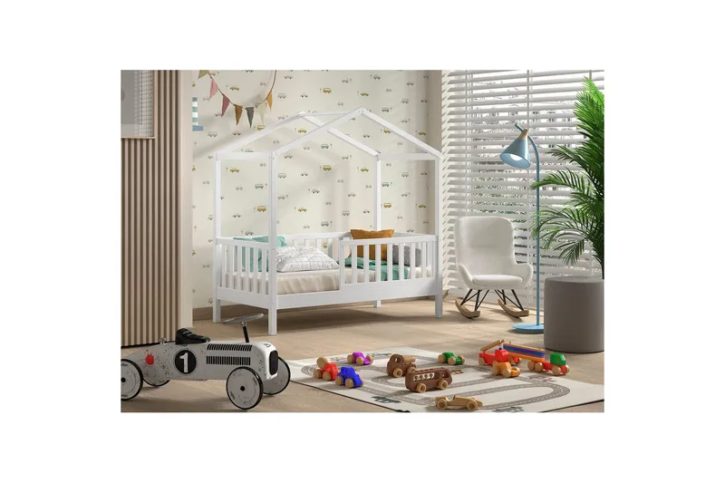 Småbarnshus Seng Dallas 70x140 cm Hvit - Hvit - Møbler - Barnemøbler - Barneseng & Juniorseng