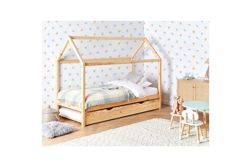 Uttrekkbar barneseng Crillon - Lyst tre - Møbler - Barnemøbler - Barneseng & Juniorseng - Husseng