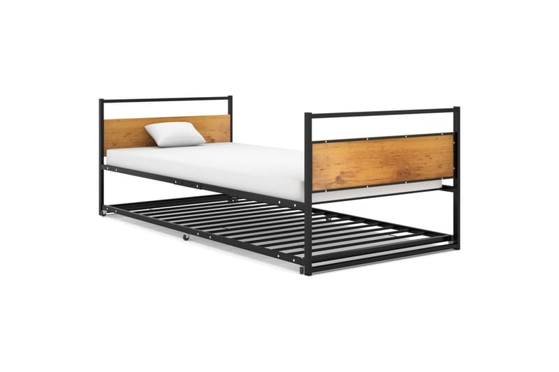 Uttrekkbar sengeramme svart metall 90x200 cm - Svart - Møbler - Barnemøbler - Barneseng & Juniorseng