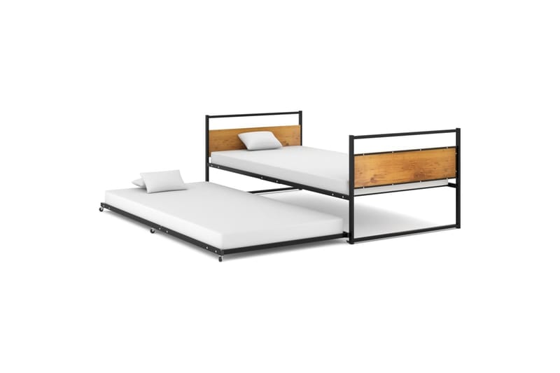 Uttrekkbar sengeramme svart metall 90x200 cm - Svart - Møbler - Barnemøbler - Barneseng & Juniorseng