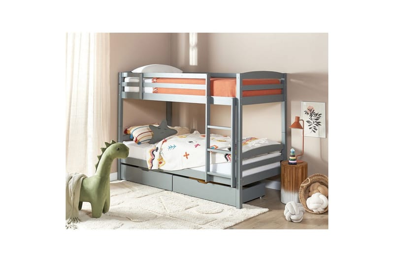 Våningssäng med lådor Beliani Regat med lådor Grå Grey - Møbler - Barnemøbler - Barneseng & Juniorseng - Køyeseng barn
