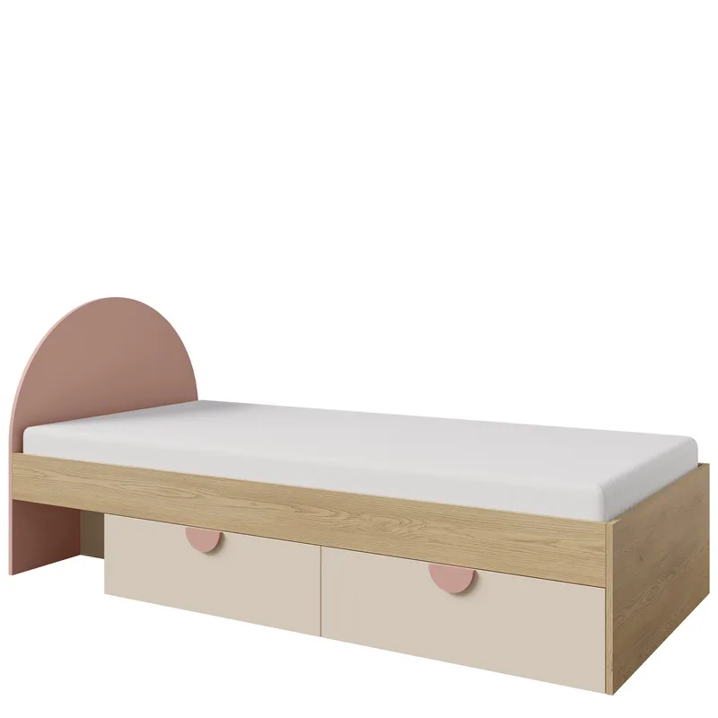 Zarek Juniorseng 90x200 cm, Brun, rosa og beige