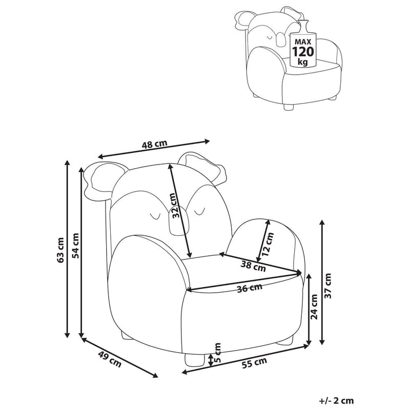 Barnelenestol Hervik - Beige, hvit, brun/55x49x63 - Møbler - Barnemøbler - Barnestol - Barnelenestol
