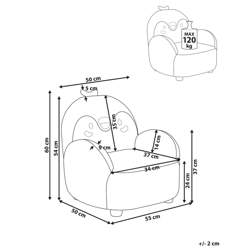 Barnelenestol Hervik - Svart, hvit, brun/50x55x60 - Møbler - Barnemøbler - Barnestol - Barnelenestol