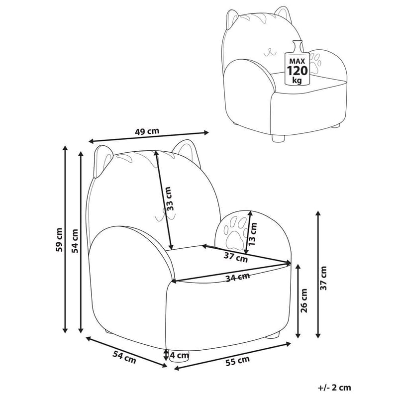 Barnelenestol Zoar - Hvit, brun - Møbler - Barnemøbler - Barnestol - Barnelenestol