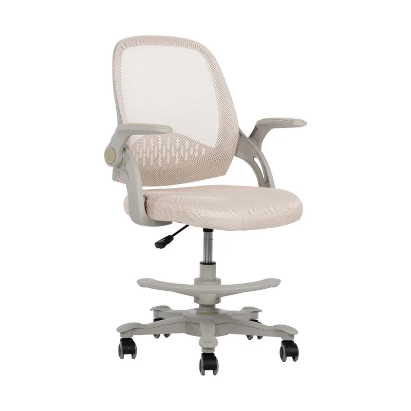 Barneskrivebordsstol HOME4YOU Emmy med fotskammel Beige - beige - Møbler - Barnemøbler - Barnestol - Skrivebordstol barn