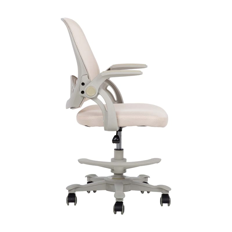 Barneskrivebordsstol HOME4YOU Emmy med fotskammel Beige - beige - Møbler - Barnemøbler - Barnestol - Skrivebordstol barn