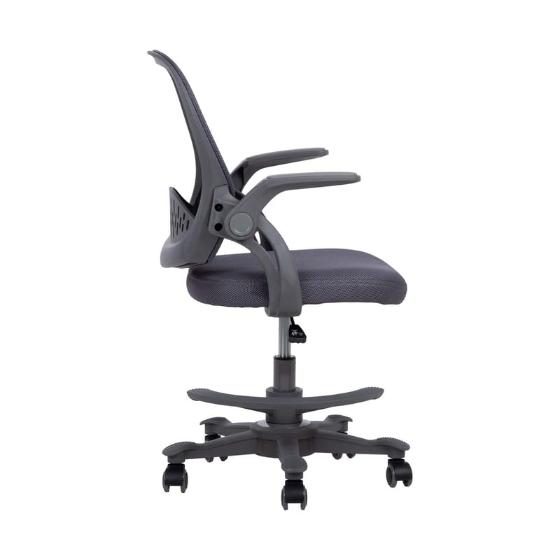 Barneskrivebordsstol HOME4YOU Emmy med fotskammel Grå - grå - Møbler - Barnemøbler - Barnestol - Skrivebordstol barn