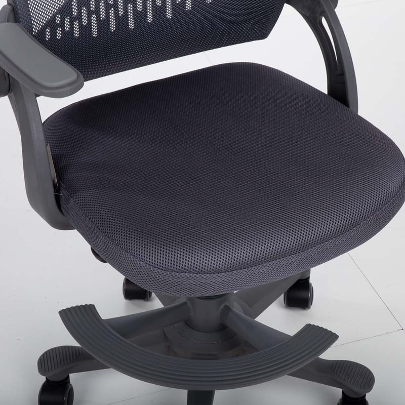 Barneskrivebordsstol HOME4YOU Emmy med fotskammel Grå - grå - Møbler - Barnemøbler - Barnestol - Skrivebordstol barn