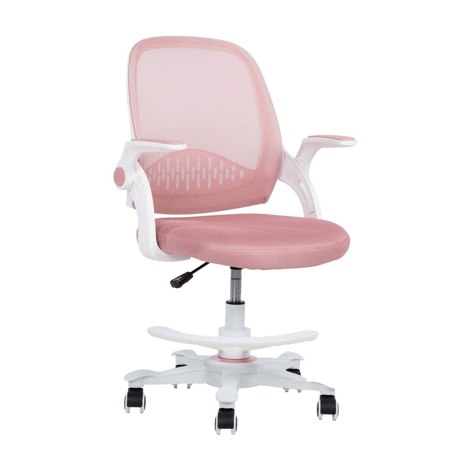 Barneskrivebordsstol HOME4YOU Emmy med fotskammel Rosa - rosa