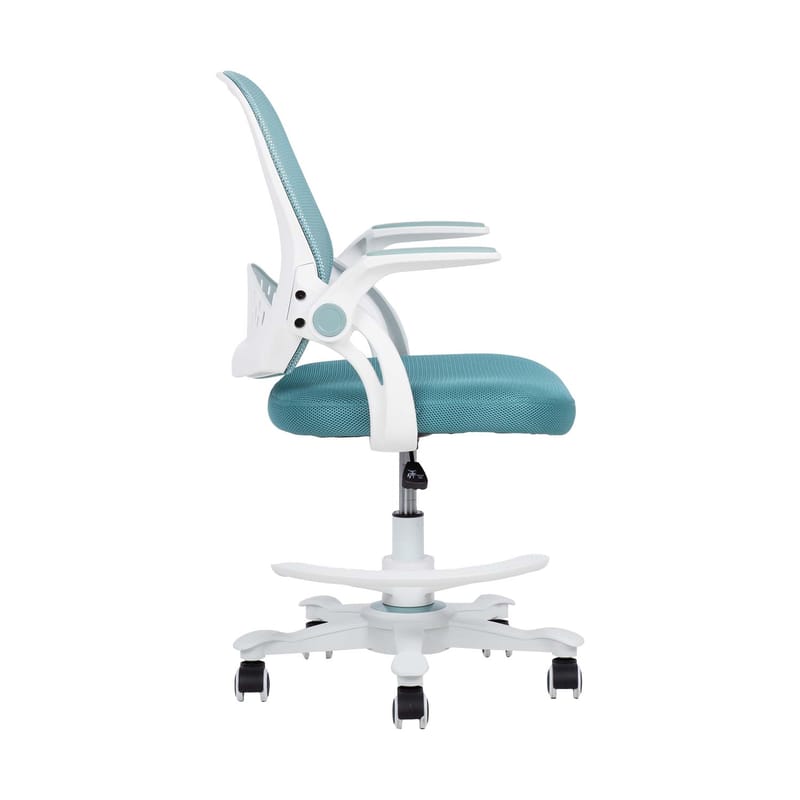 Barneskrivebordsstol HOME4YOU Emmy med fotskammel Turkis - turkis - Møbler - Barnemøbler - Barnestol - Skrivebordstol barn