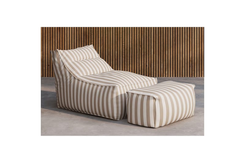 Loungestol Redang med fotskammel - Hvit / beige - Møbler - Barnemøbler - Barnestol - Sakkosekk & sittepuff barn
