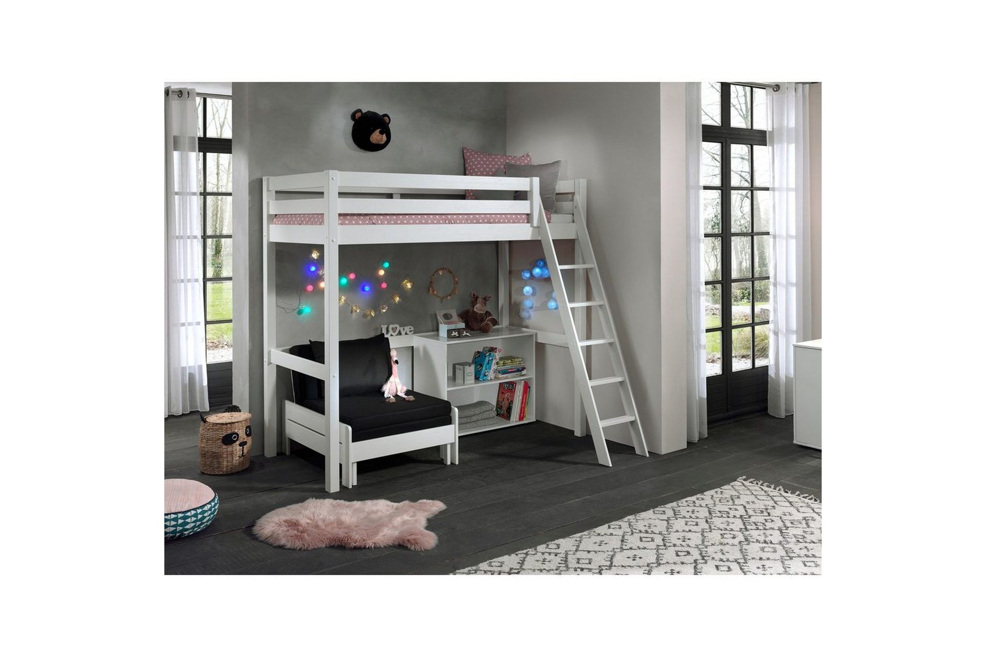 Bokhylle og Sovesofa Pino Mezzanine 90 x 200 cm - 90 x 200 cm