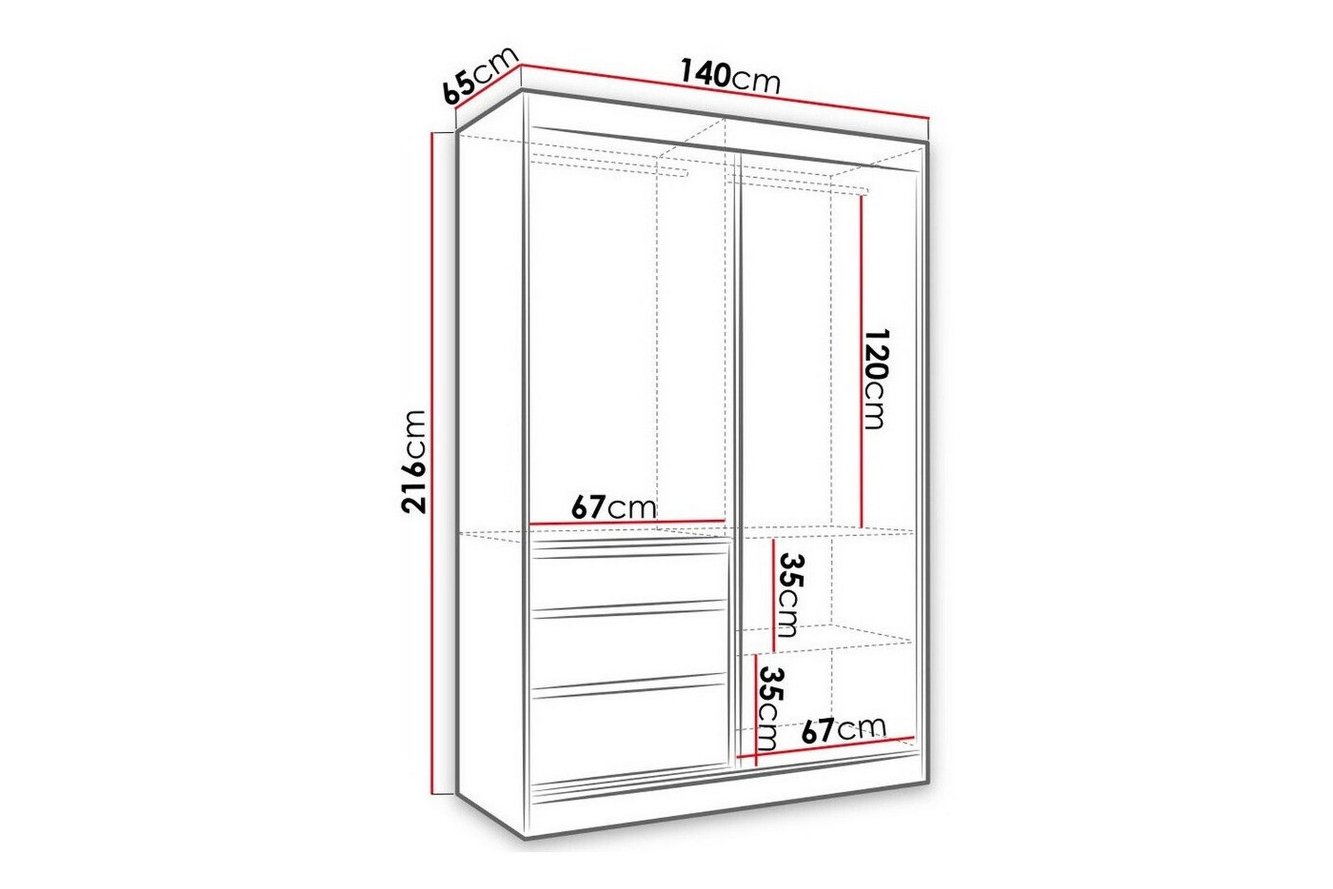 Aberfelt Barne Skap 140x216 cm - Hvid - Møbler - Barnemøbler - Oppbevaring barnerom - Skap barnerom