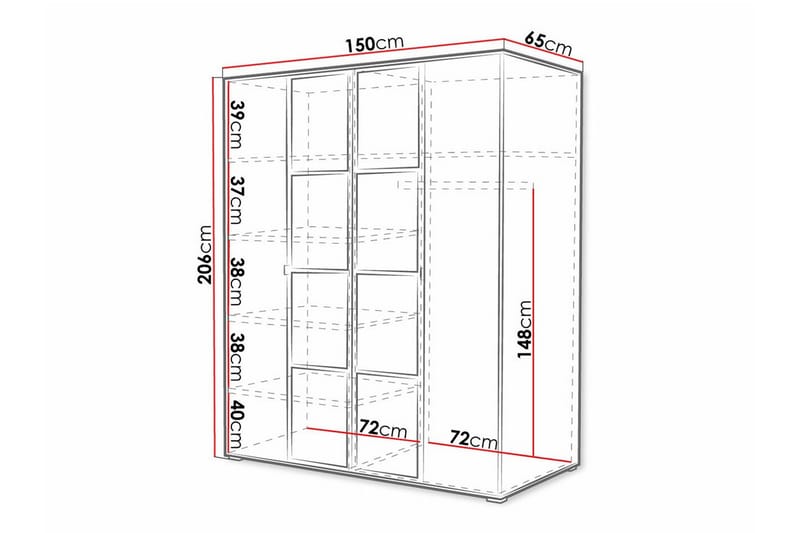 Aberfelt Barne Skap 150x206 cm - Hvid - Møbler - Barnemøbler - Oppbevaring barnerom - Skap barnerom