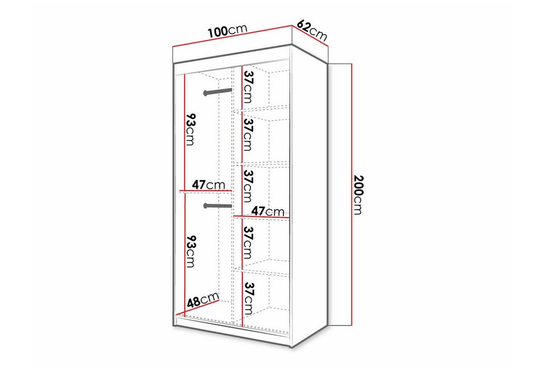 Dunvegan Garderobe 100x200 cm - Svart - Møbler - Barnemøbler - Oppbevaring barnerom - Skap barnerom