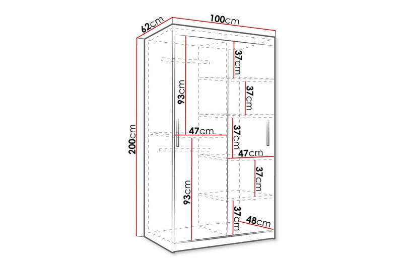 Dunvegan Garderobe 100x200 cm - Svart - Møbler - Barnemøbler - Oppbevaring barnerom - Skap barnerom