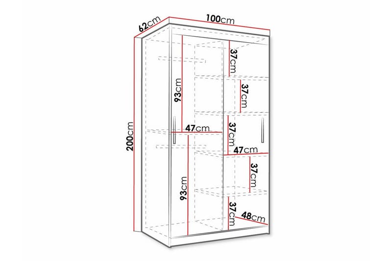 Dunvegan Garderobe 100x200 cm - Svart - Møbler - Barnemøbler - Oppbevaring barnerom - Skap barnerom
