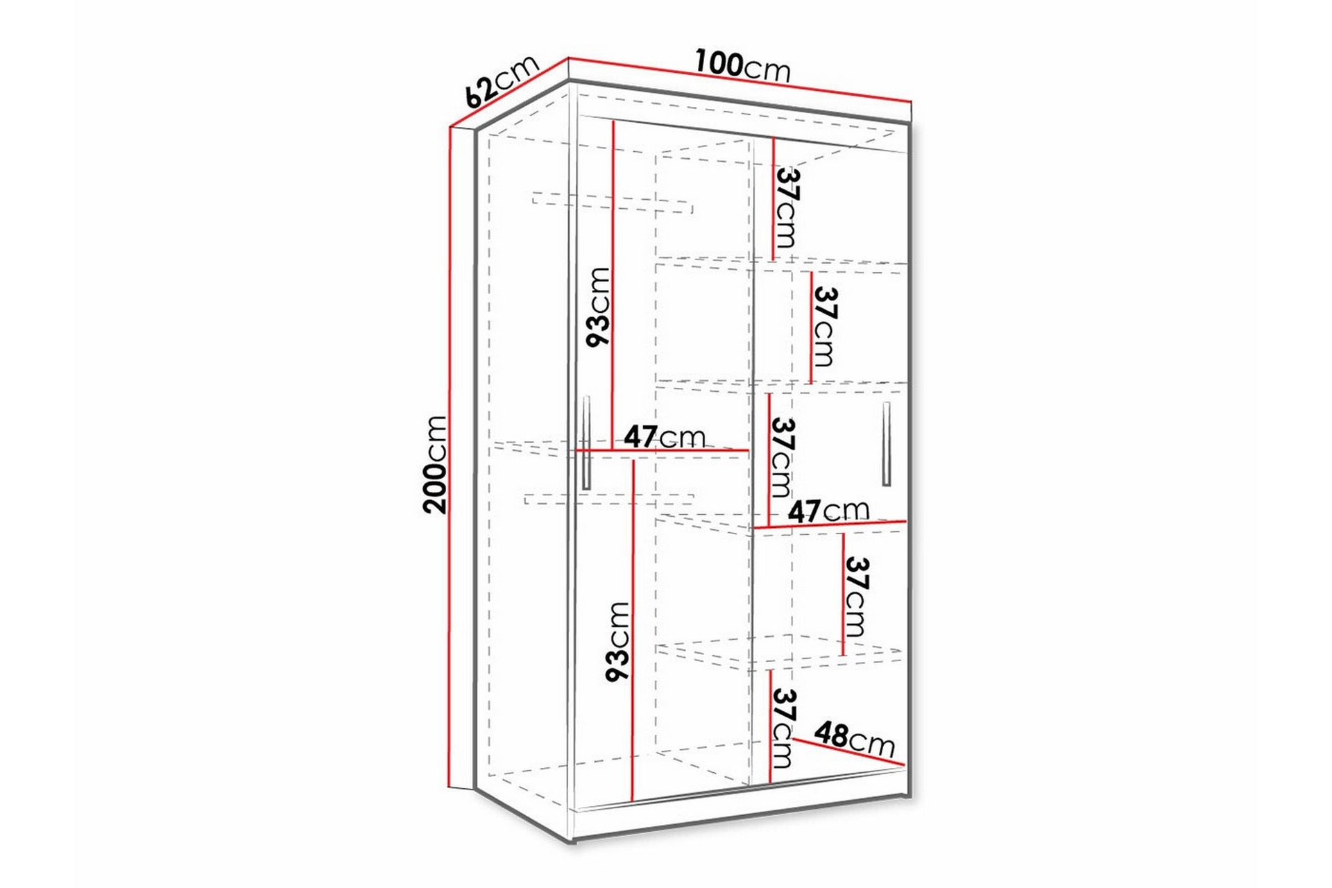 Dunvegan Garderobe 100x200 cm - Svart - Møbler - Barnemøbler - Oppbevaring barnerom - Skap barnerom