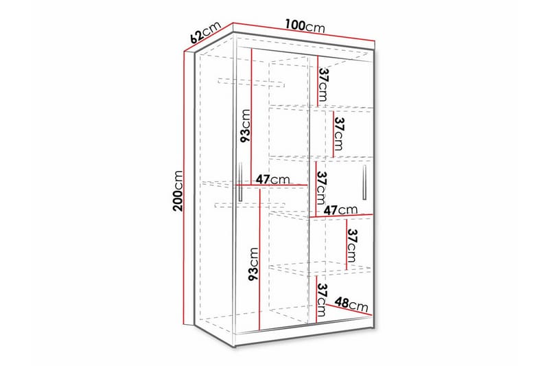 Dunvegan Garderobe 100x200 cm - Svart - Møbler - Barnemøbler - Oppbevaring barnerom - Skap barnerom