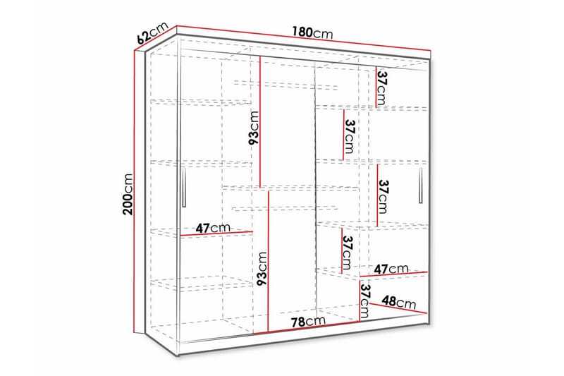 Dunvegan Garderobe 180x200 cm - Svart - Møbler - Barnemøbler - Oppbevaring barnerom - Skap barnerom