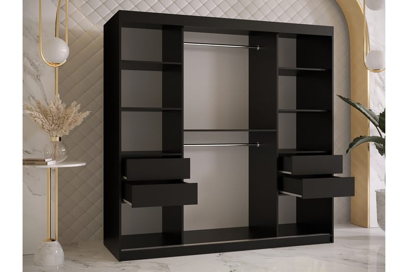 Dunvegan Garderobe 180x200 cm - Svart - Møbler - Barnemøbler - Oppbevaring barnerom - Skap barnerom