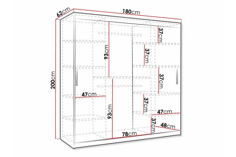 Dunvegan Garderobe 180x200 cm - Svart - Møbler - Barnemøbler - Oppbevaring barnerom - Skap barnerom