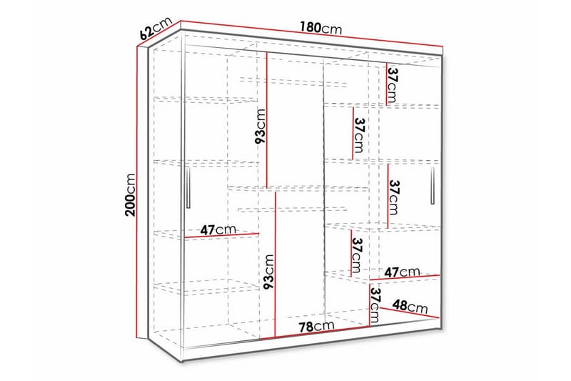 Dunvegan Garderobe 180x200 cm - Svart - Møbler - Barnemøbler - Oppbevaring barnerom - Skap barnerom