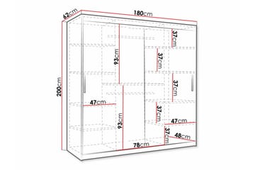 Dunvegan Garderobe 180x200 cm - Svart - Møbler - Barnemøbler - Oppbevaring barnerom - Skap barnerom