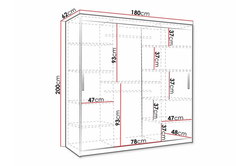 Dunvegan Garderobe 180x200 cm - Svart - Møbler - Barnemøbler - Oppbevaring barnerom - Skap barnerom