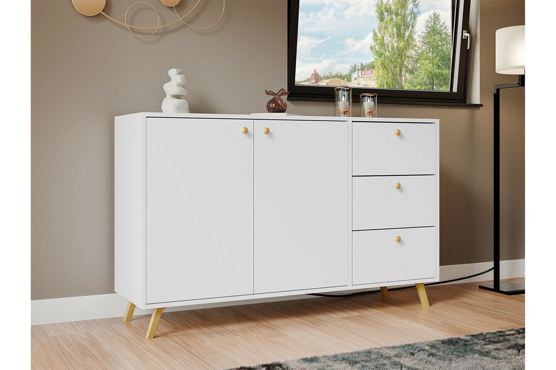 Emyvale Barnskap 138x86 cm - Hvid - Møbler - Barnemøbler - Oppbevaring barnerom - Skap barnerom